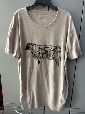 Lucky Brand Tan Crewneck Tee with Subtle Texture